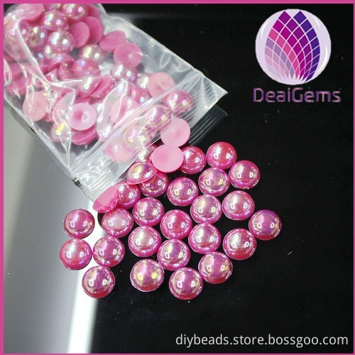 12mm AB colorful half round imitation pearl